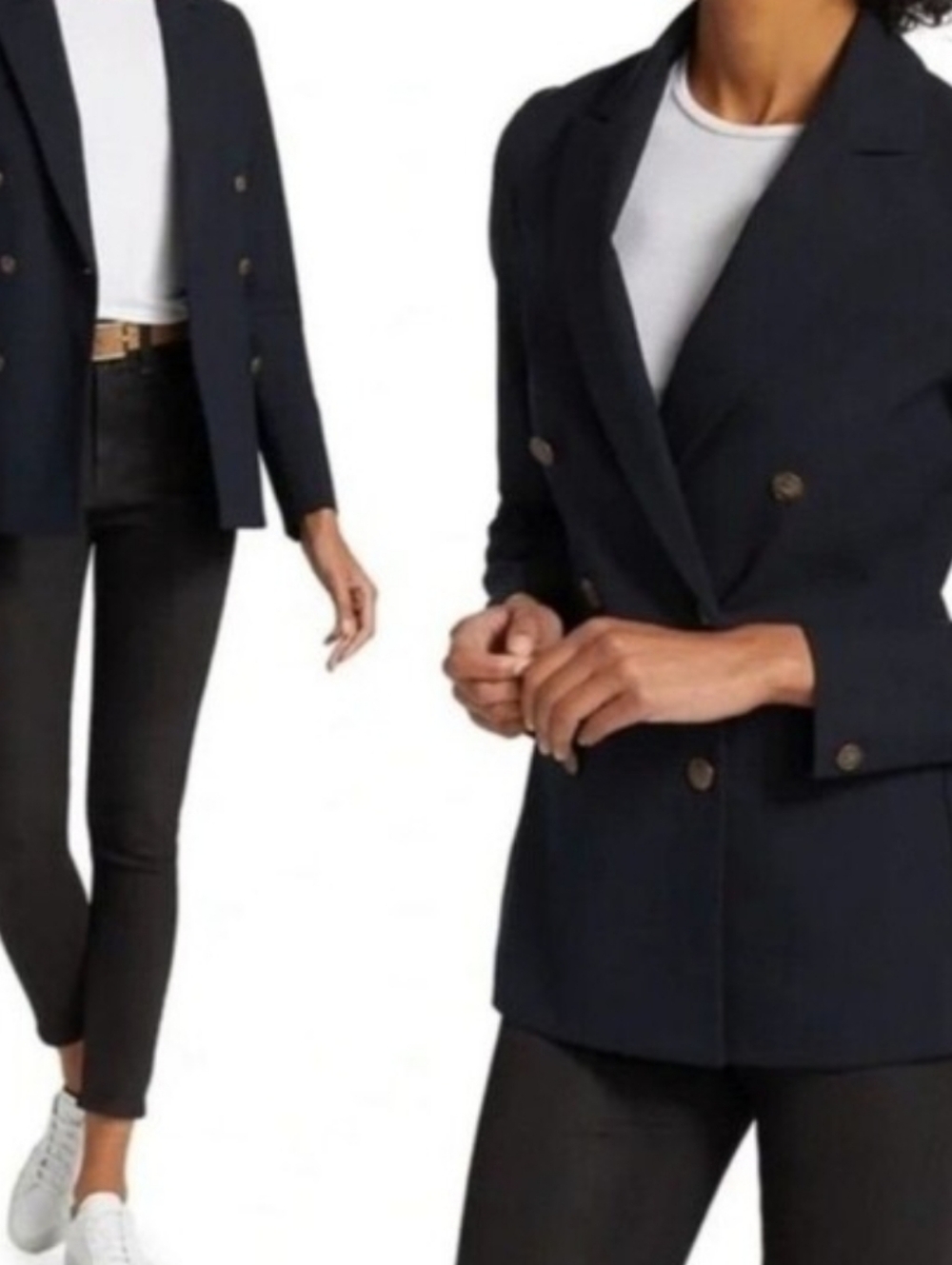 rag & bone Double-Breasted Navy Blazer with Gold Buttons